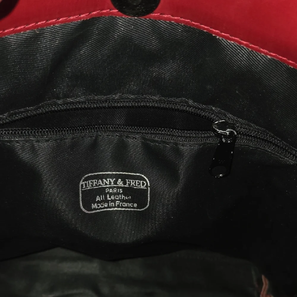 Tiffany & Fred Paris Chic Red Leather Backpack - Picture 12 of 15